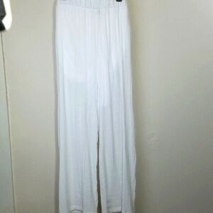 Pants Wide Leg Palazzo White Pull on High rise Lightweight Beachy NEW